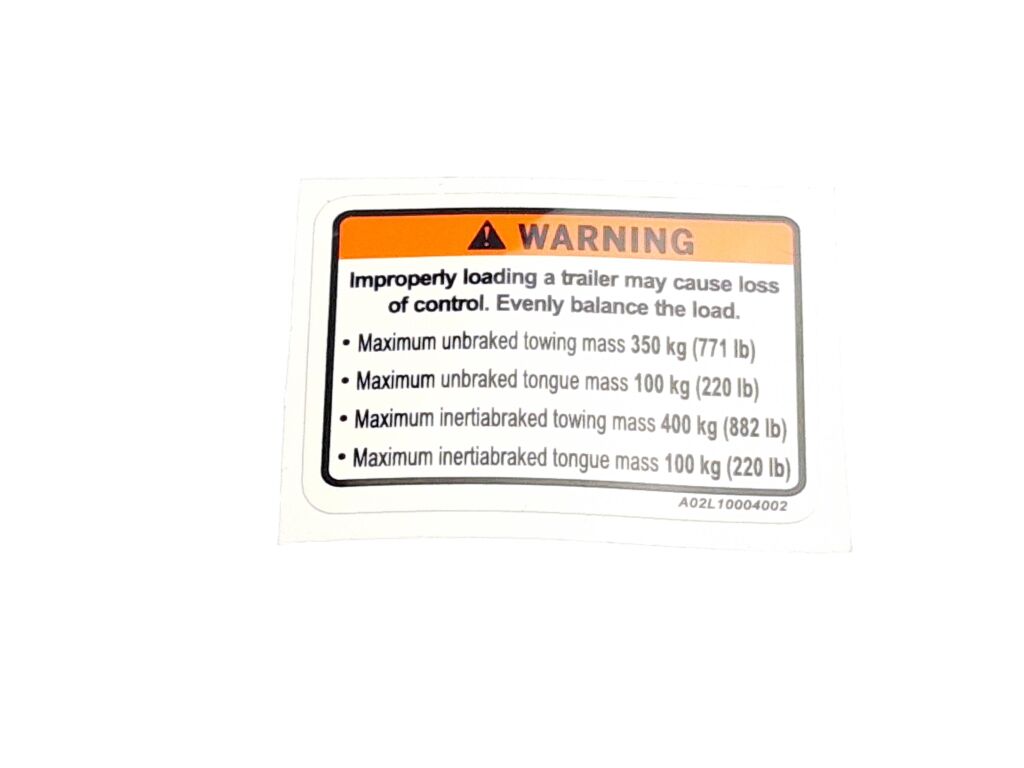 TOWING WARNING LABEL